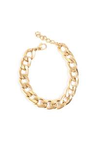 A C Oslo: Pure Steel Curb Chain Bracelet Gold
