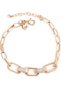 A C Oslo: Grey Enamel Jungle Link Bracelet Gold