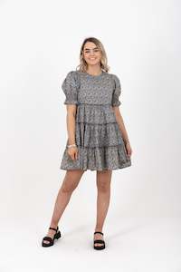 Briar Tiered Mini Dress Navy Sunshine - EXCLUSIVE TO MINT