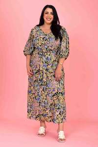 Charlo: Dainty Midi Dress Blue Floral