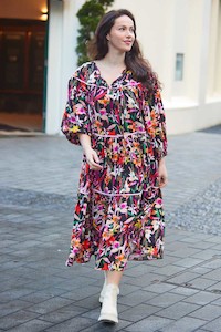 Malva Midi Dress Black Print