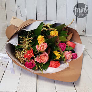 In A Glass Vase Click On Image: Rainbow Rose Bouquet - One Dozen - 12 Stems