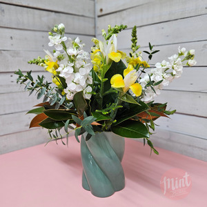 Mothers Day Flowers Sun 10th May 2026: 'Secret Garden' Sage Vase Arrangement | MOTHERS DAY 2026
