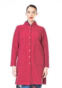 Megan Salmon: Felt Nehru Coat - Tomato