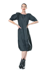 Pinstripe Joseph Dress - Black