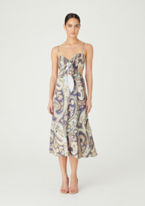 We Are Kindred: CLEARANCE Elsa Cut Out Midi Dress - Navy Paisley