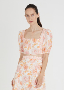 We Are Kindred: CLEARANCE Lucia Short Sleeve Tie Back Crop Top - Splice