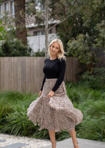 Spring Summer 22 23: Leopard Flyer Skirt - Mocha