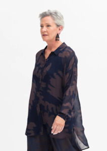 Spring Summer 22 23: Ravnen Sheer Shirt - Chocolate Naemi Print
