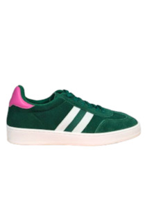 Alfie Evie: Attitude Sneaker - Forest Suede / Hot Pink Leather