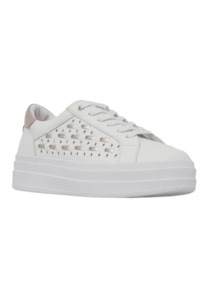 Alfie Evie: Ilona Sneaker - White / Gold Leather