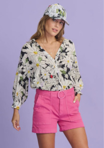 Pom Amsterdam: Violet Oopsy Daisy Blouse - Black / White