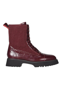 Boots: Gatherer Boot - Rosewood Leather Knit Combo
