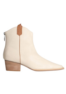 Ryder Ankle Boot - Cream Nappa / Tan Trim