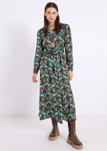 Dixie Fashion: CLEARANCE Long Sleeve Mid Length Printed Dress - Multi
