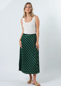 Clothing Sale: Brigette Skirt - Navy & Green Stripe