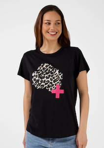 Classic T Shirt - Black Leopard Flower