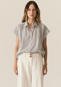 Vera Cap Sleeve Shirt - Blue Stripe COMING SOON