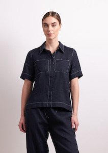 In Contrast Shirt - Indigo