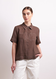 In Contrast Shirt - Cocoa