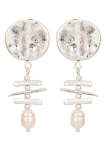 Esther Drop Earrings - Silver Pearl