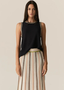 Pol Clothing: Tedd Knit Tank Top - Ink / Camel