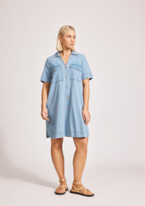 Denim Jeans: Melenia Denim Shirt Dress - Denim