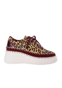 Rizzo Boost Sneaker - Bordo Leopard Pony