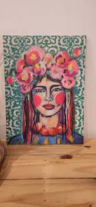 Funky lady canvas art (blue)