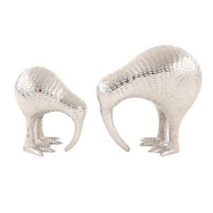 kiwi bird figurine: Pair of Kiwi Birds - Aluminium