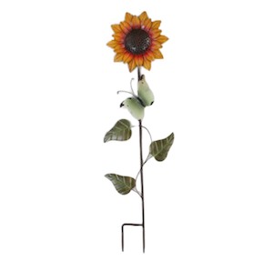 Garden Stake: Sunflower Garden Metal Stake - Yellow