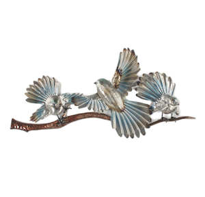 Fantails on Branch Metal Art Wall Hanging