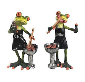 Pair of Funky Frog BBQ Chefs - Polyresin