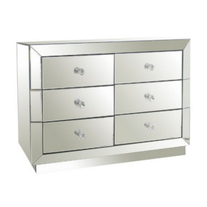 Wall Decor Mirrors: Curio 6 Drawer Mirrored Dresser