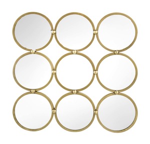 Circles Wall Hanging Metal Mirror - Gold