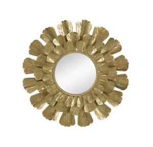 Tamara Round Wall Hanging Metal Mirror - Gold
