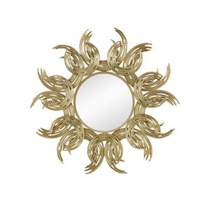 Aurelie Round Wall Hanging Metal Mirror - Gold