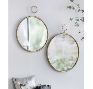 Wall Decor Mirrors: 22" Elegance Round Wall Hanging Mirror - Gold