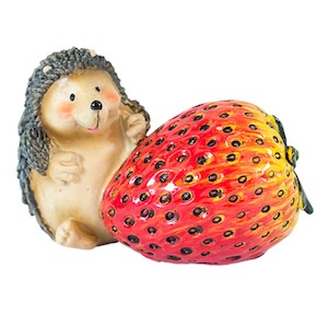 Mini Hedgehog With Strawberry - Poly Resin