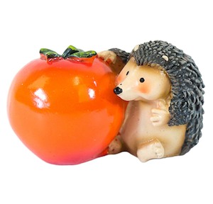 Garden Outdoor Decor: Mini Hedgehog With Tomato - Poly Resin
