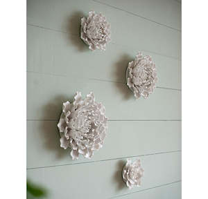 Ceramic 3D Flower Wall Hanging Decor Large - Cream