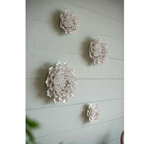 Ceramic 3D Flower Wall Hanging Decor Medium - Cream