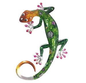 Gecko Metal Art Wall Hanging - Green