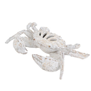 Home Decor Animal Decor Statues: Coral Look Crab Figurine - white