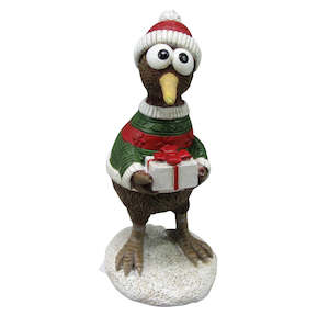 Home Decor Animal Decor Statues: Kiwi Bird In Christmas Sweater With Gift