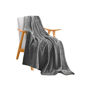 Home Bed Linen Throws And Blankets Blankets: Throw Blanket Knitted Striped Pattern - Grey