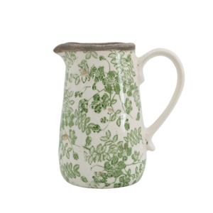 Gifts Under 50: Ceramic Flower Pitcher small - Green/White