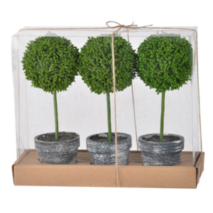 Gifts For Home: Artificial Mini Topiary In A Box - 3 pcs