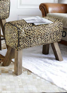 Floor Sofa Stools: Leopard Leather Vault Stool