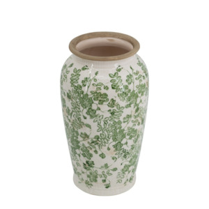 Christmas Sale: Ceramic Flower Vase small - Green/White